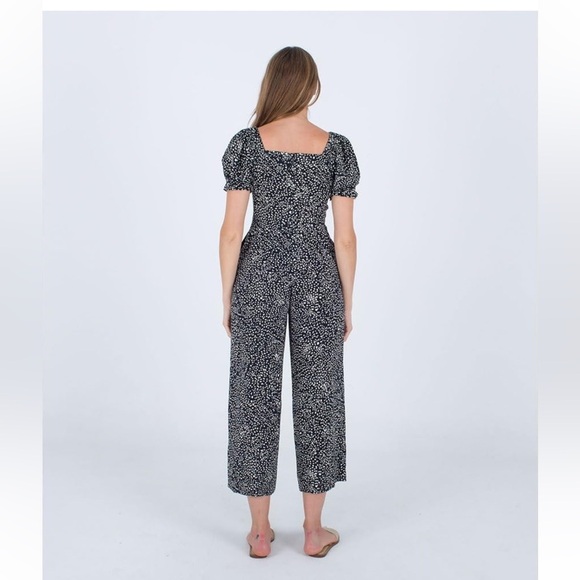 HURLEY puff sleeve Black and White Floral Jumpsuit/juniors size L - Picture 3 of 4